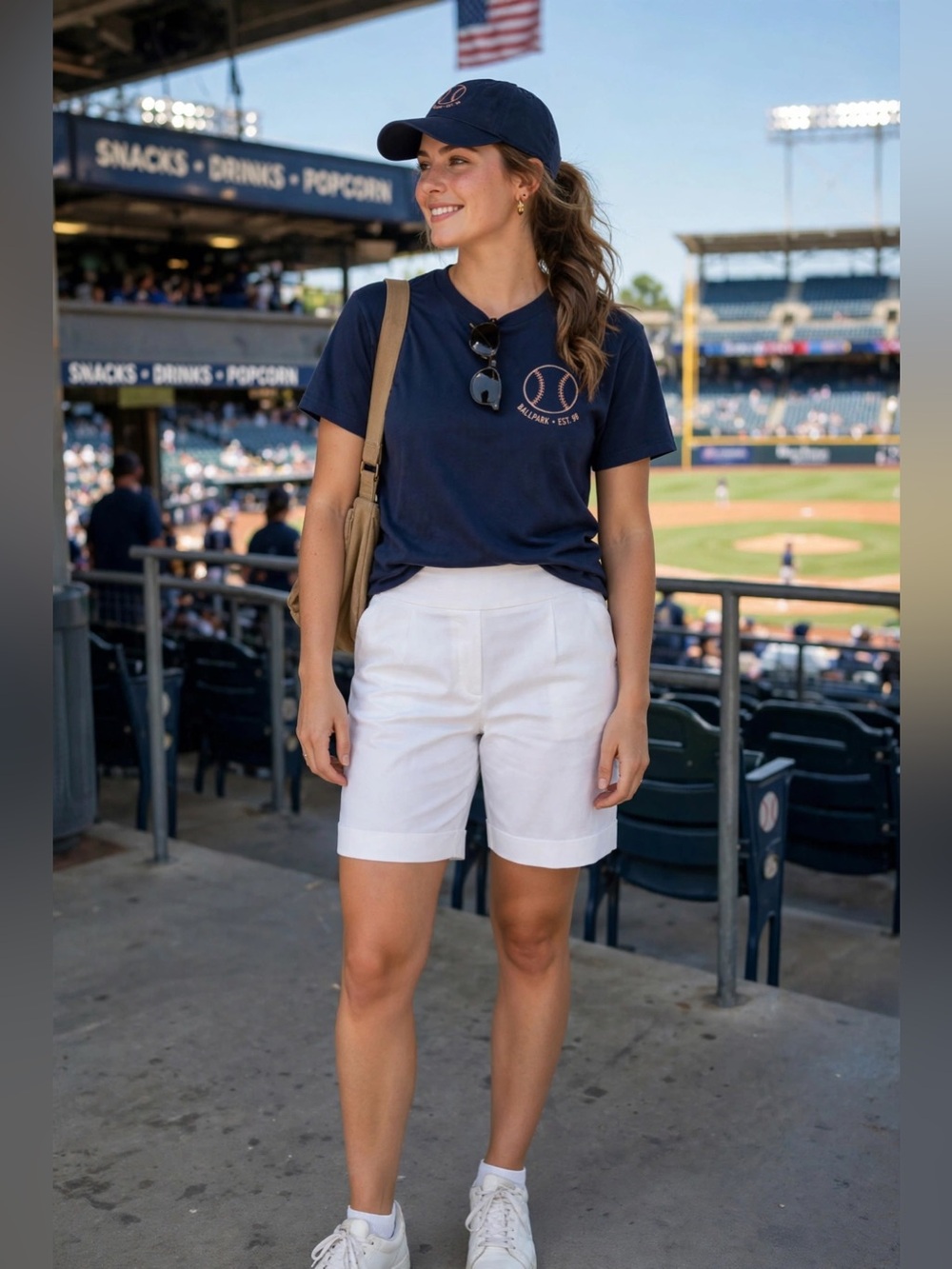 Cato White Mid-Length Pull-On Bermuda Shorts